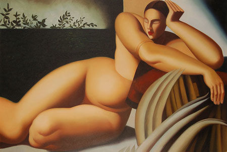 Grand Tableau toile peinture TAMARA DE LEMPICKA nu sur une t 180 Marseille 13 (13)