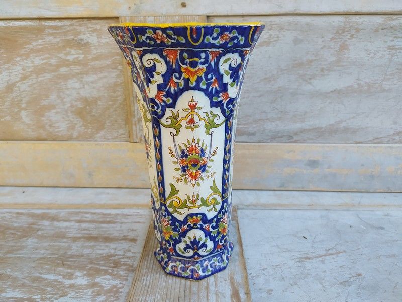 Grand Vase Desvres Fourmaintraux Fr�res Bleu Cobalt 80 Loches (37)