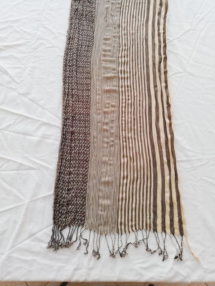 Grande �charpe indienne motif sheich  beige et marron 17 Bouzigues (34)