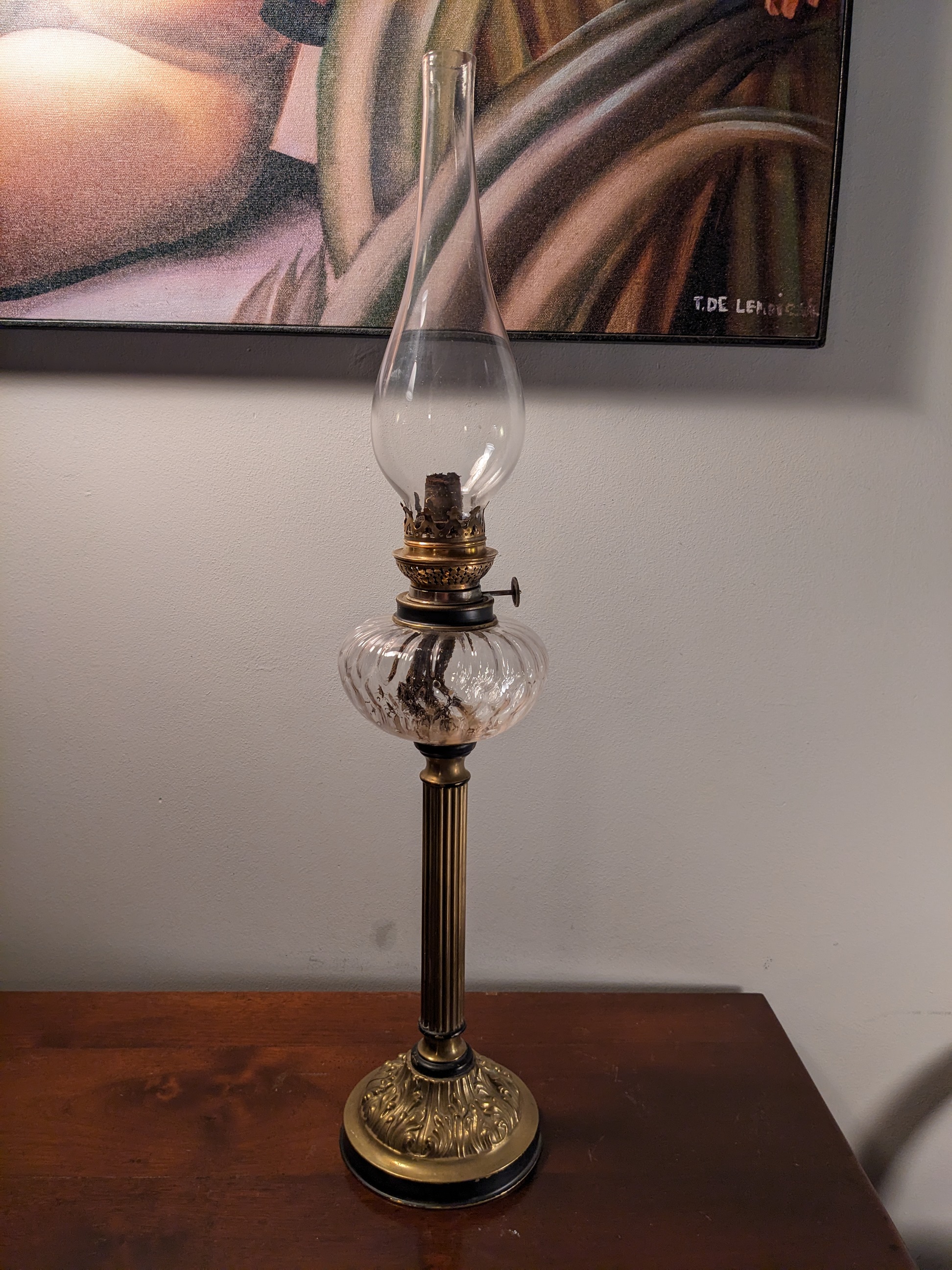 Grande lampe � p�trole �poque Napol�on III verre ou cristal 60 Marseille 13 (13)