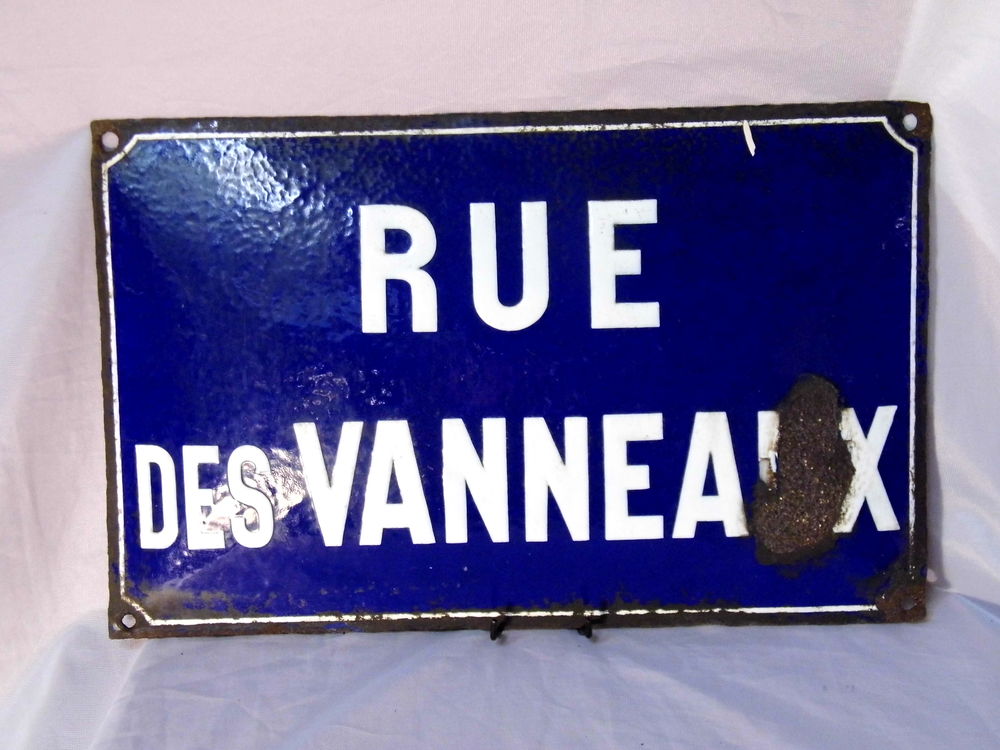 Grande Plaque émaillée nom de rue des vanneaux plaque émail bombée déco antiquité 60 Dunkerque (59)
