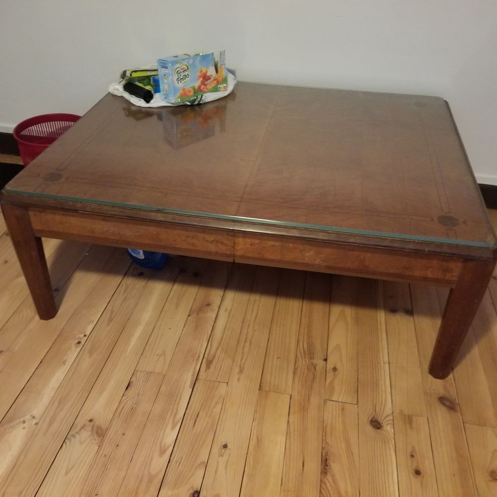 GRANDE TABLE BASSE MARQUETTEE + PLATEAU VERRE BISEAUTE 80 Caluire-et-Cuire (69)