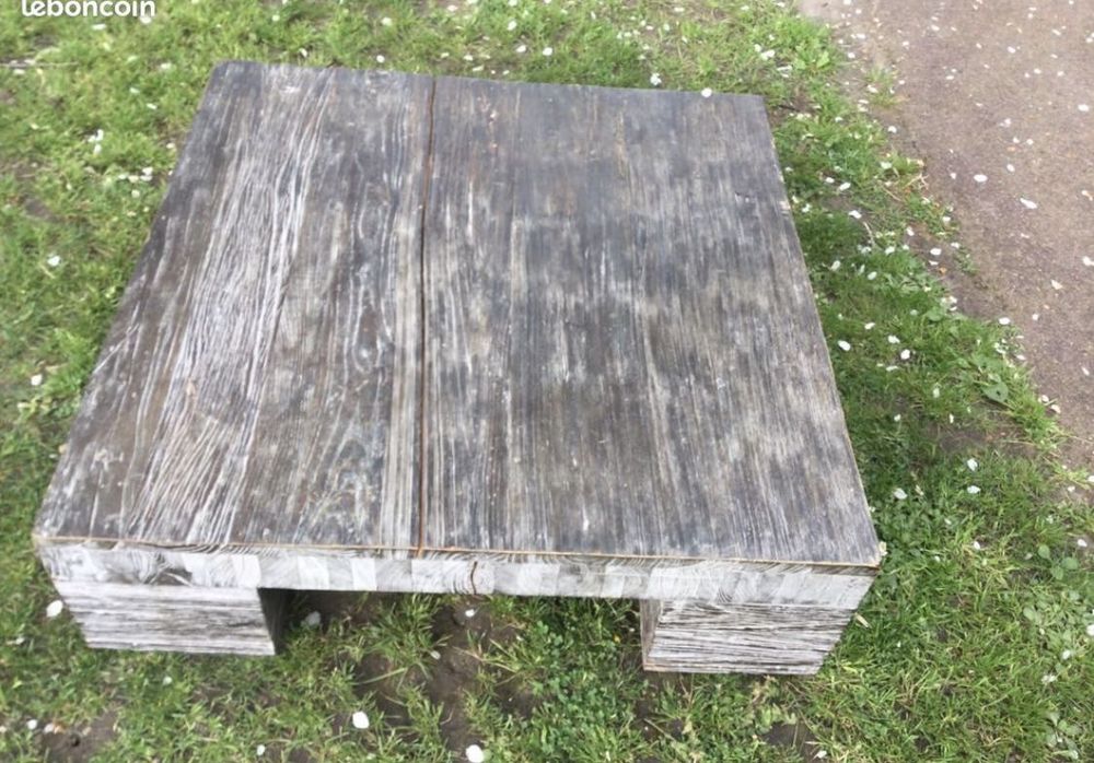 Grande table basse en bois massif 100x100cm 50 Pontpoint (60)