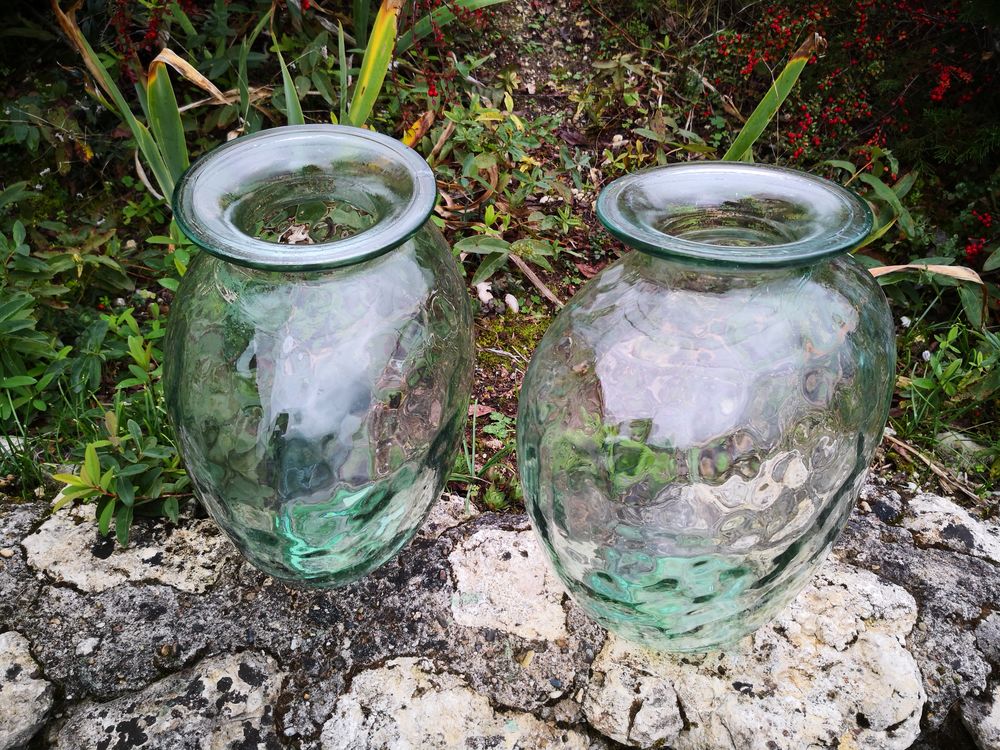 Lot de 2 grands vases bocal en verre bulle hauteur 37 cm 20 Pont-du-Casse (47)