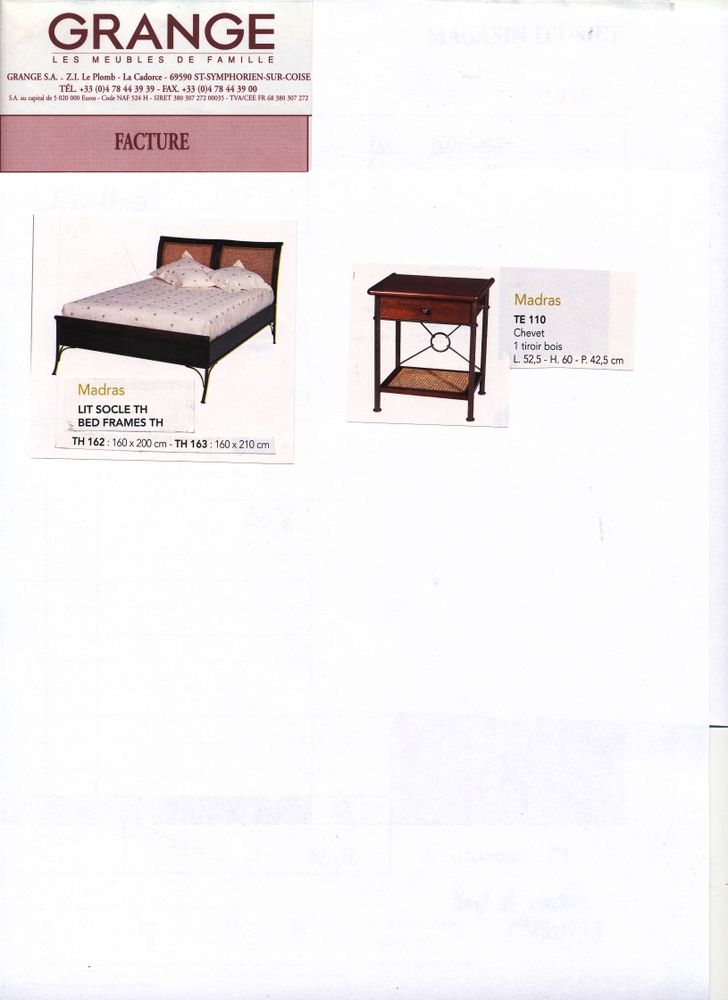 LIT GRANGE METAL ET CANNAGE 395 Lyon 9 (69)