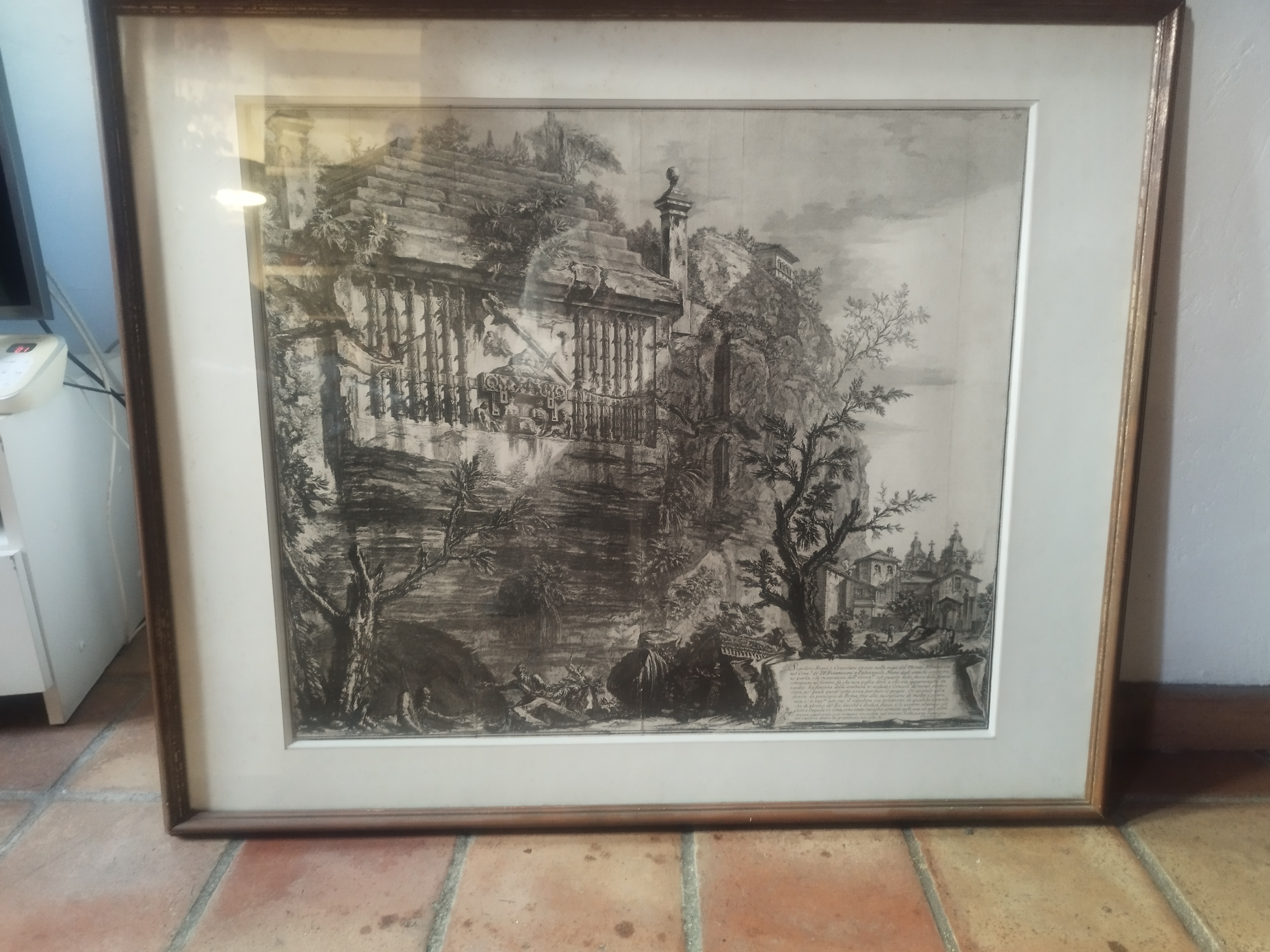 Gravure Antique Encadr�e Paysage Classique 1690 Marseille 2 (13)