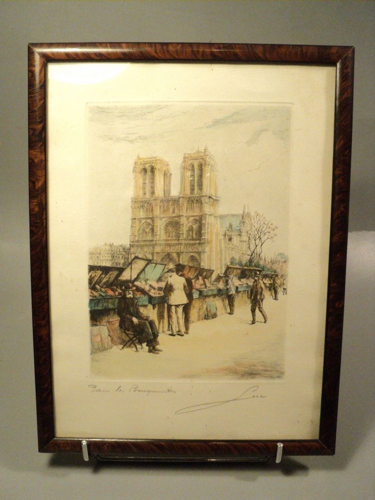 Gravure Eau Forte Notre-Dame de Paris Les Bouquinistes 40 Loches (37)