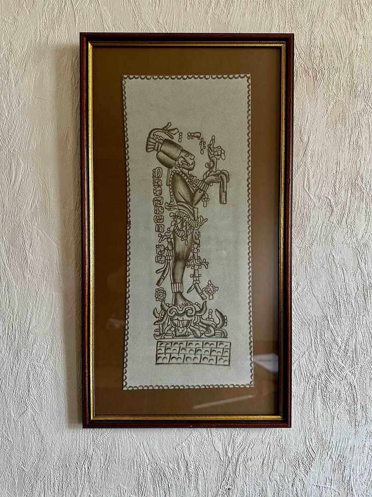 Gravure Maya sur peau encadr�e et sous verre 50 V�lizy-Villacoublay (78)