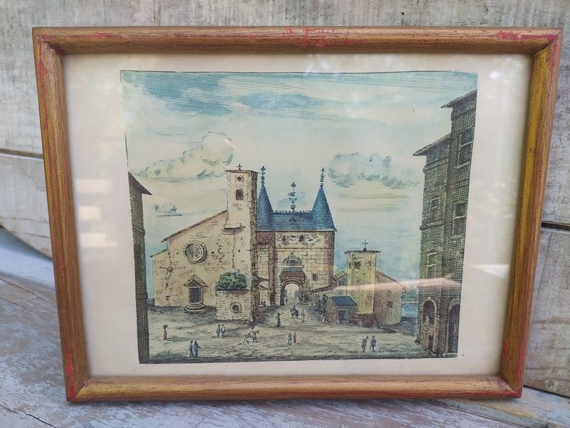 Gravure Vue d'Optique Ch�teau � Situer Environs de Marseille 49 Loches (37)