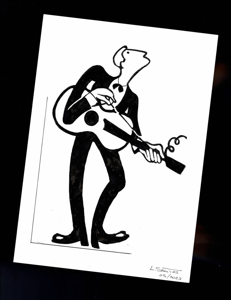 Guitariste: A4 Peinture Moderniste D�corative 5 Portugal