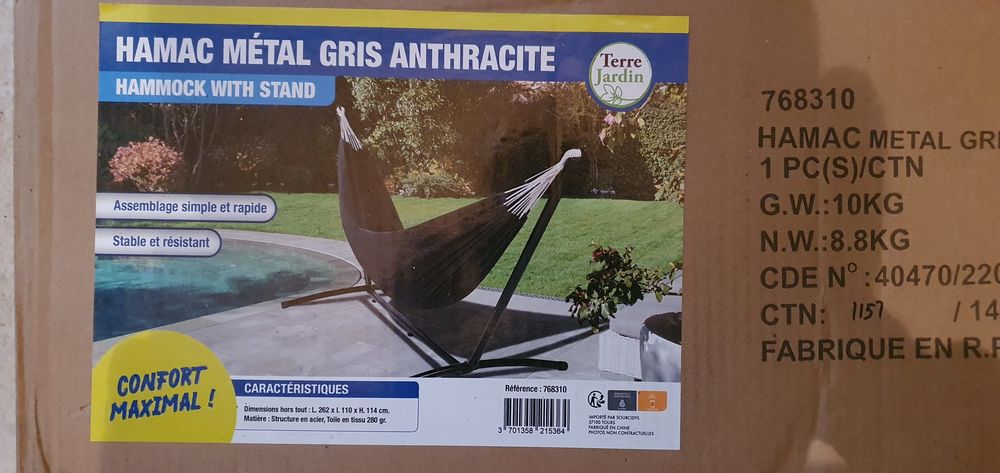 Hamac sur pied NEUF Gris anthracite 50 Saint-Pathus (77)