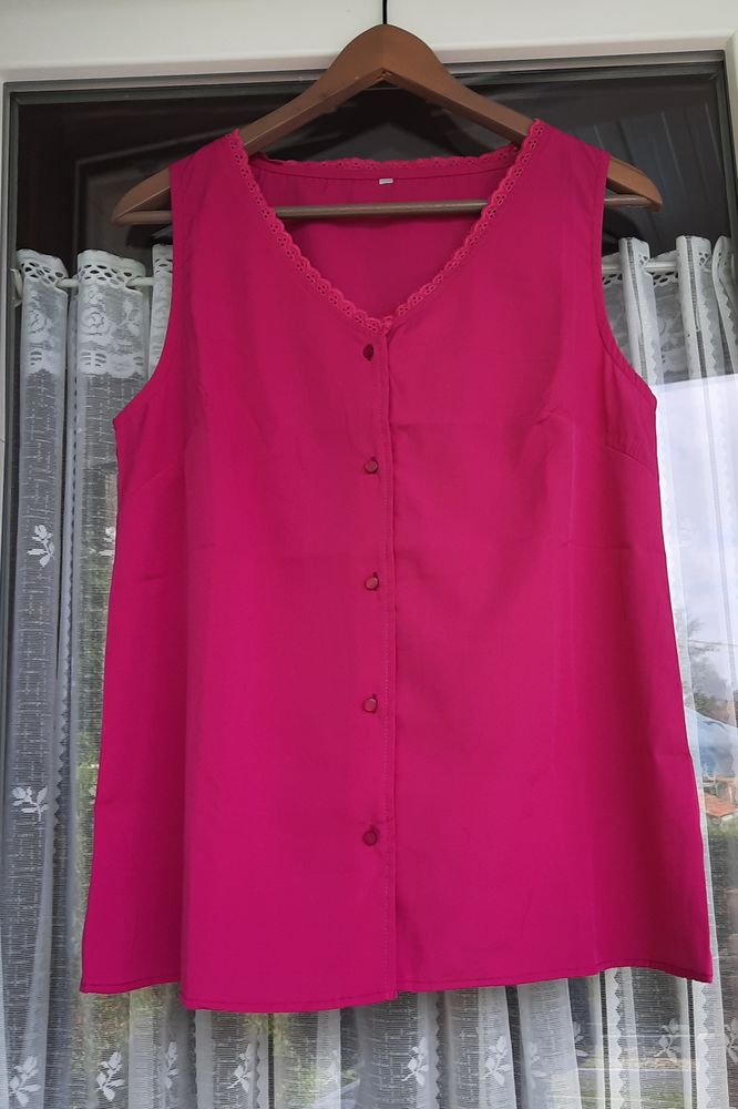 Top haut rose col raffin� dentelle anglaise �tat neuf T 40 8 Domart-en-Ponthieu (80)