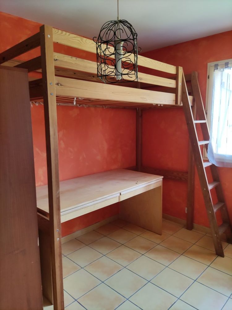 LIT en hauteur 1 couchage 90 - bon �tat 40 Carbon-Blanc (33)