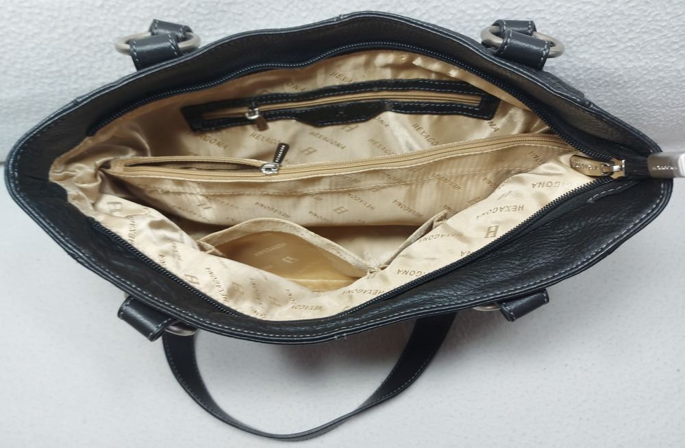 Hexagona Grand Sac � Main en Cuir de Vachette Noir Haut 21 52 Franconville (95)