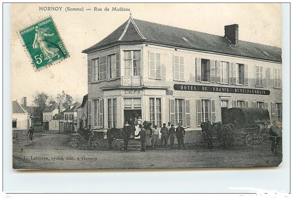 Cpa du 80 Hornoy LE bourg - Rue de Mollien. H�tel de France 22 Lucheux (80)