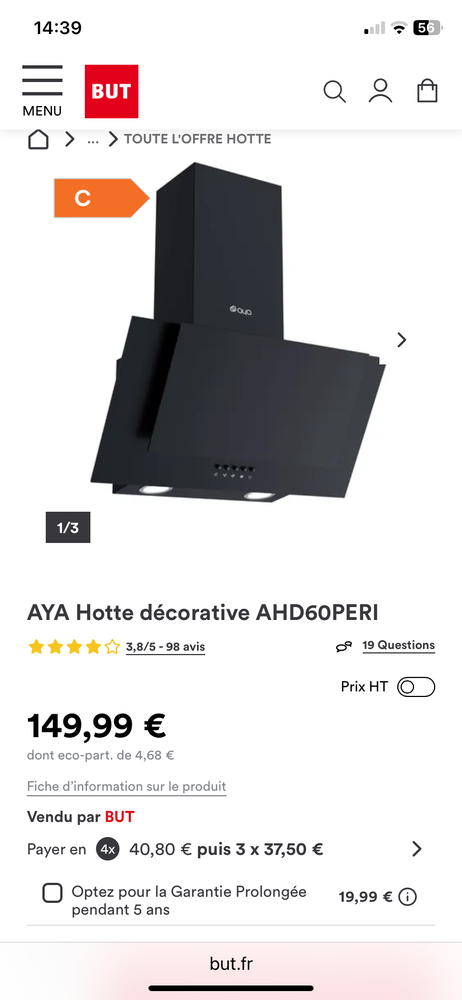 AYA Hotte aspirante d�corative AHD60PERI 100 Montfrin (30)