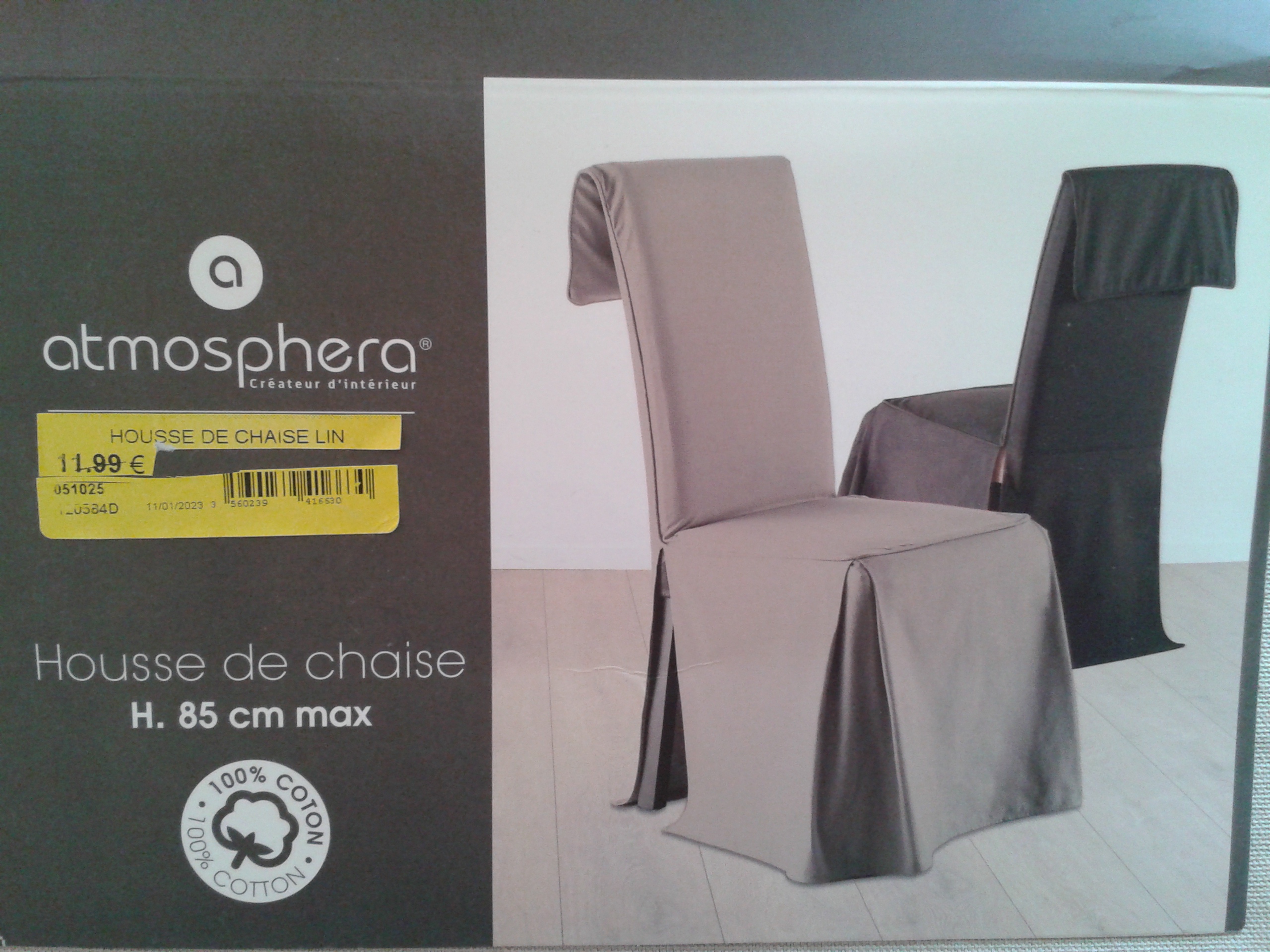 Housse de chaise neuve 100 % coton couleur taupe 6 Dijon (21)