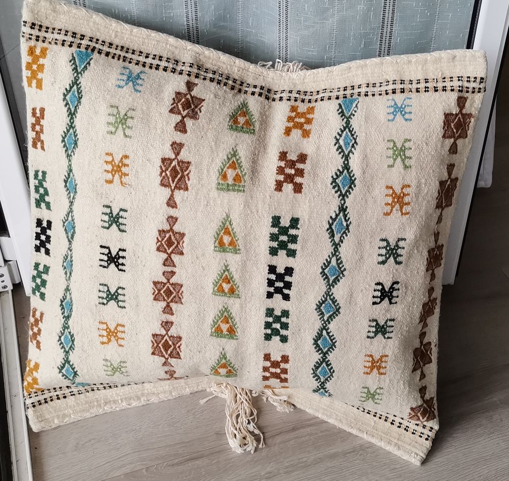 Housse de coussin pouf tapis pure laine fait main - 60x60 cm 80 Orist (40)