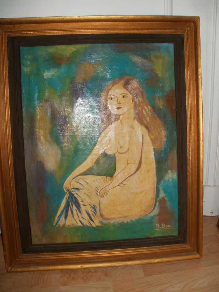 Huile sur toile de R. BOU LA BAIGNEUSE 1880 60 Montauban (82)