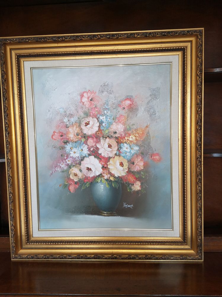 Huile sur toile Bouquet de fleurs 100 Orsay (91)