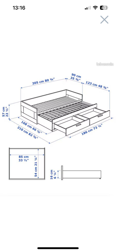 Lit IKEA BRIMNES avec 2 matelas 230 Saint-M�dard-en-Jalles (33)