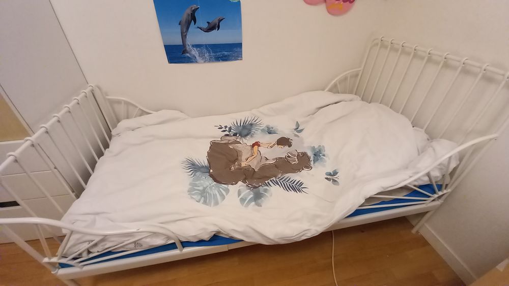 Lit Ikea MINNEN + Matelas + Draps housse 150 Massy (91)