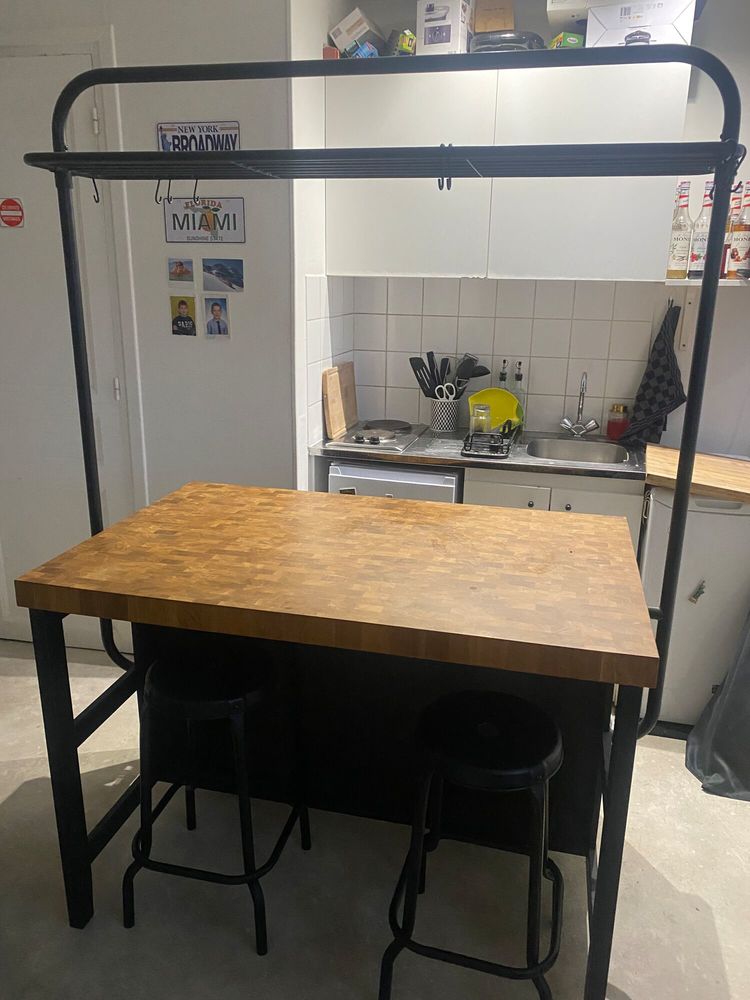 Ilot de cuisine Ikea noir et bois 0 Nanterre (92)