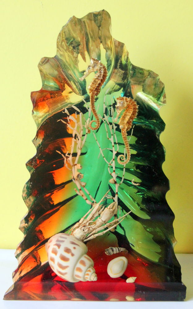 Inclusion sapin vintage 60 hippocampes 30 Issy-les-Moulineaux (92)