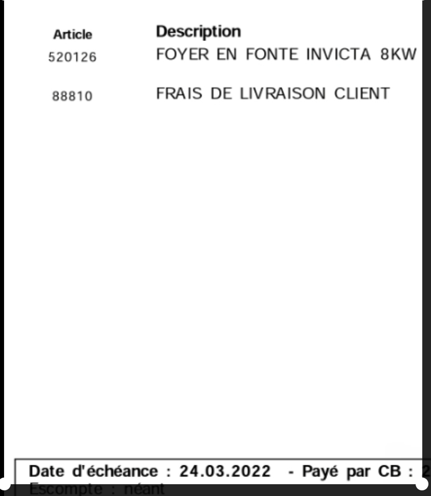 insert � bois invicta en fonte 8 kW 200 Villers-sur-Saulnot (70)