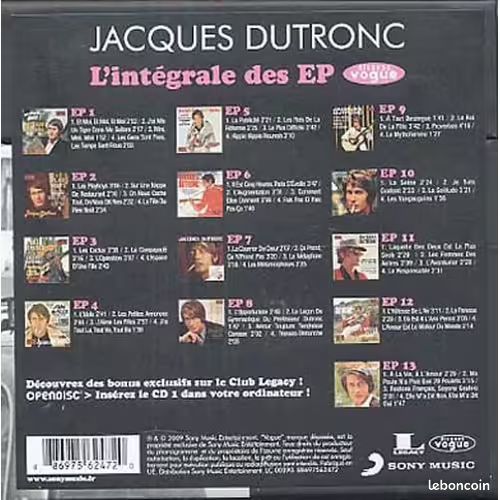 L'int�grale Des Ep Vogue - Jacques Dutronc 45 Vigneux-sur-Seine (91)