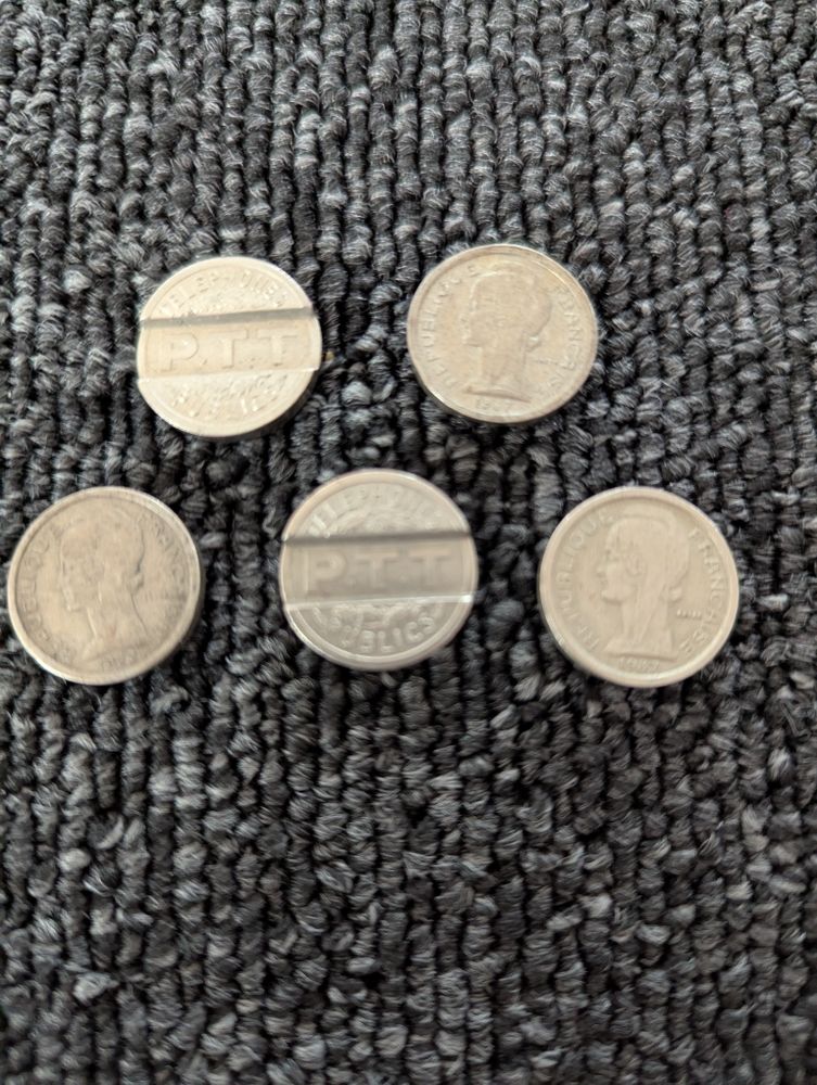 Jeton de T�l�phones Publics des P.T.T. - Type 1 - 1937 2 Montauban-de-Bretagne (35)