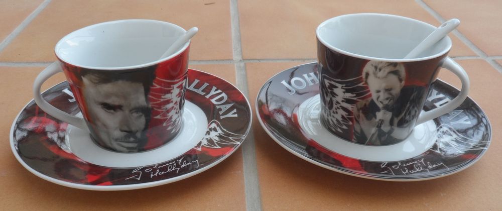 Johnny Hallyday, tasses, sous- tasses et cuill�res - neufs 100 Castries (34)