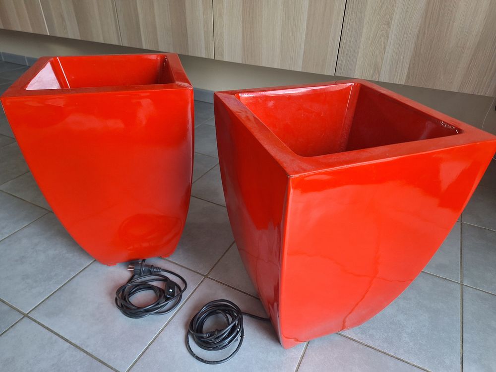 2 joli pots lumineux de couleur Rouge 60 Lannemezan (65)