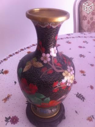 Joli vase cloisonnet support �b�ne 40 Paris 20 (75)