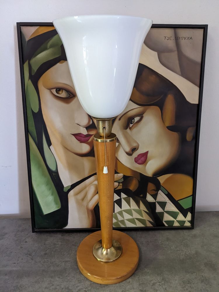 JOLIE LAMPE STYLE MAZDA UNILUX bois clair art d�co vintage 1 145 Marseille 13 (13)