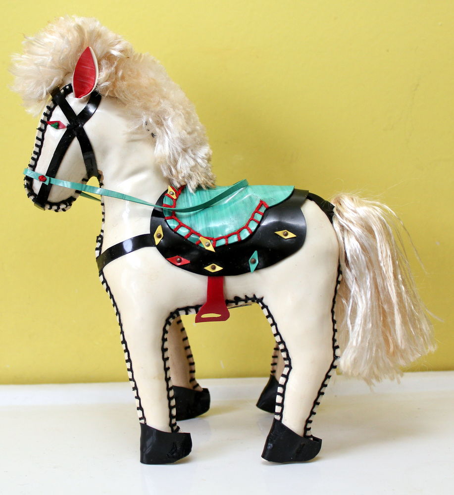 Jouet ancien cheval de cirque en vinyle cousu main 1950 25 Issy-les-Moulineaux (92)