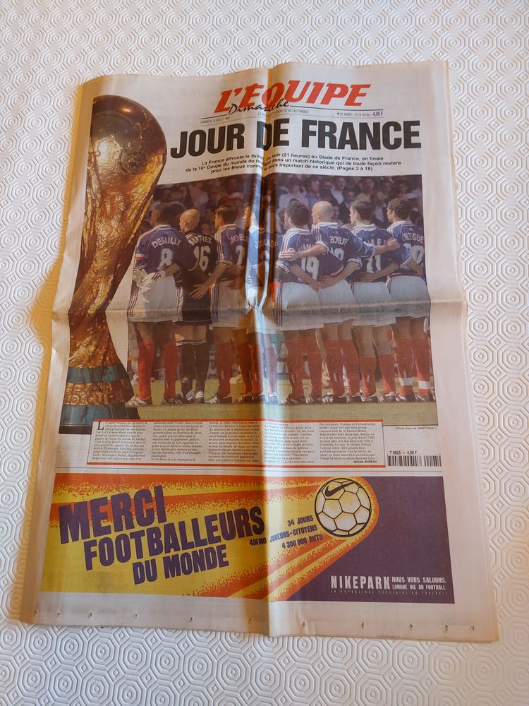 journal l'�quipe du dimanche 12 juillet 1998 0 Grosbreuil (85)