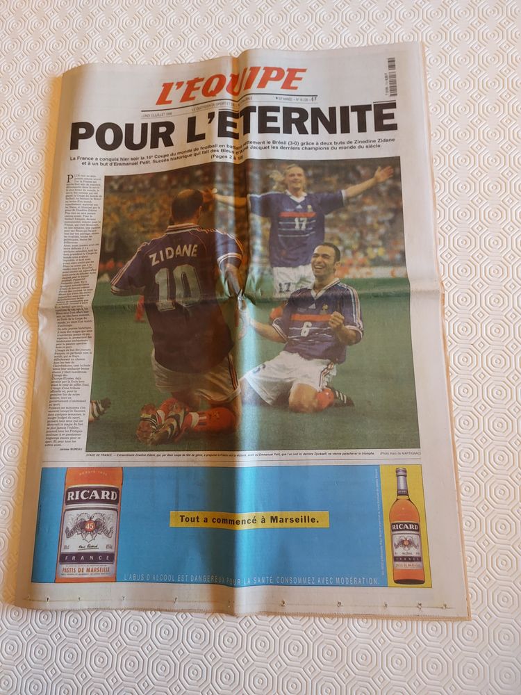 journal l'�quipe du lundi 13 juillet 1998 0 Grosbreuil (85)