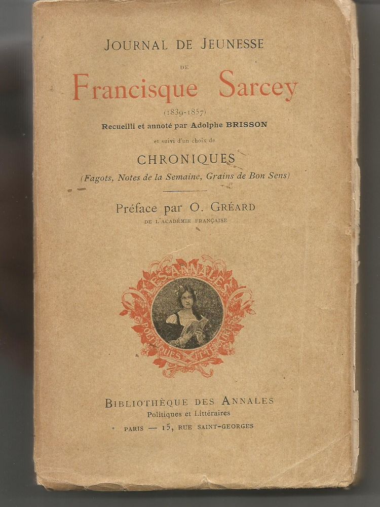 Journal de jeunesse de Francisque SARCEY recueilli / BRISSON 8 Montauban (82)