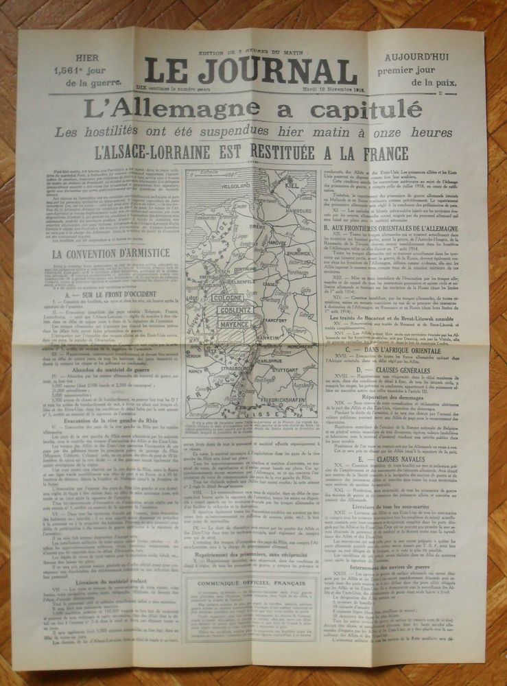 LE JOURNAL du 12 NOVEMBRE 1918 �dition de 5h du matin 50 Montreuil (93)