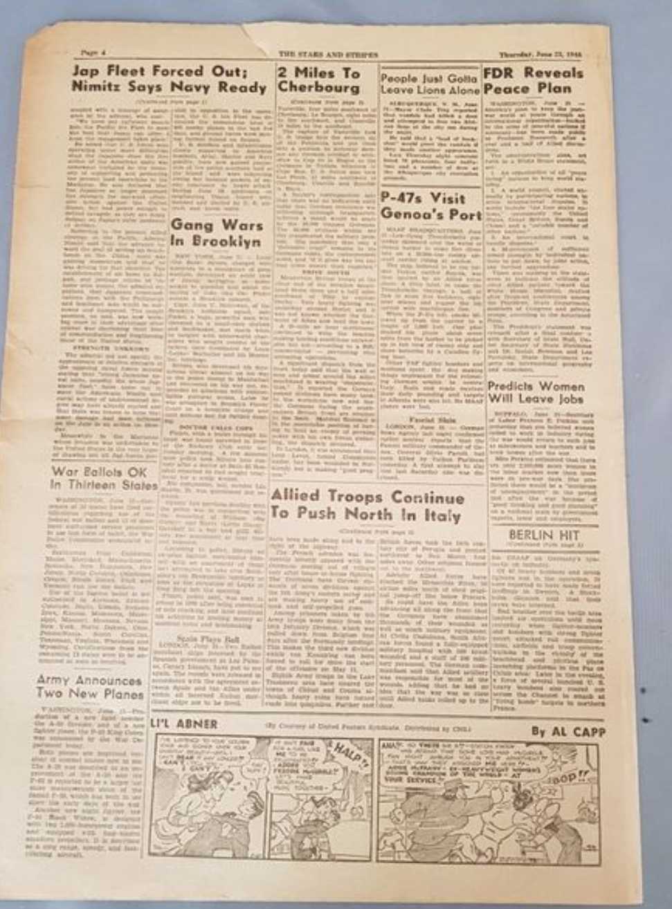 journal us  the stars and stripes . Du 22 juin 1944  cherbourg guerre ww2 militaria 30 Saint-Germain-la-Blanche-Herbe (14)