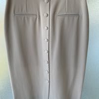 JUPE beige laine et polyester droite toute boutonn�e devant 10 Cannes (06)