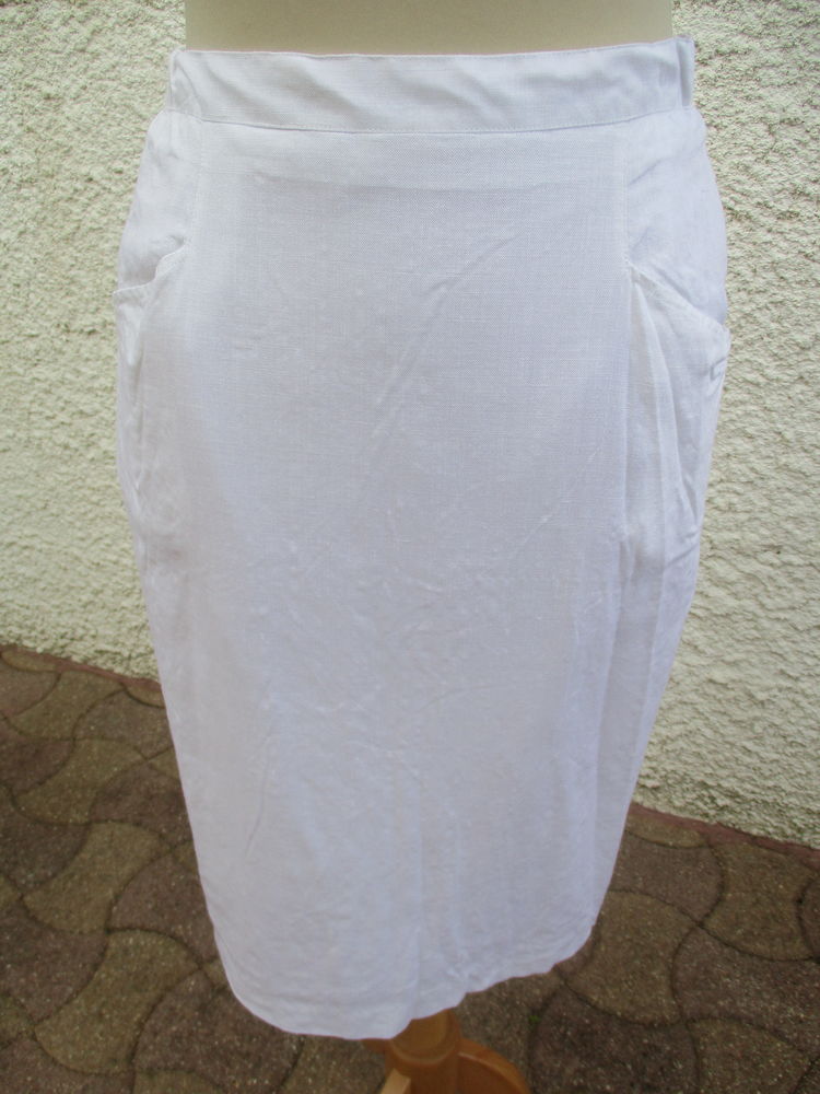 Jupe Droite, Blanche avec 2 Poches: Made In France/Taille 42 14 La Fert�-Alais (91)