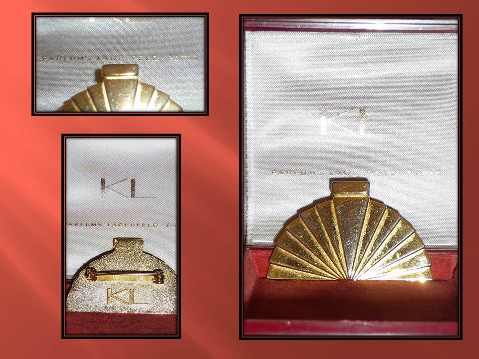KARL LAGERFELD - Vintage 1980 Plaqu� Or KL  Broche 120 Nice (06)