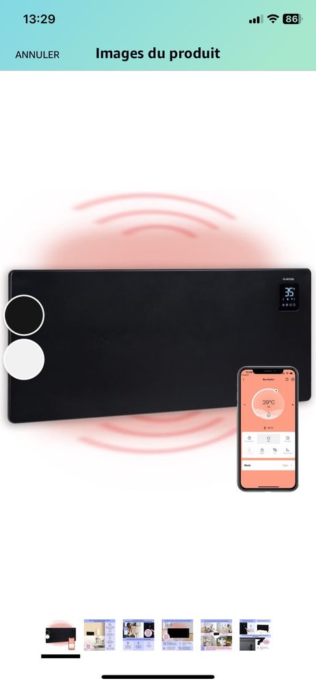 Klarstein Radiateur Electrique Smart � Faible Consommation d'Energie, 2500W Chauffage Electrique d'Int�rieur avec Thermostat, Chauffage d'Appoint Portable avec Roulettes, Radiateurs Mural Silencieux 80 Bilwisheim (67)