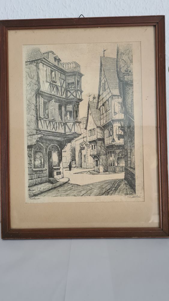 J. Klippstiehl - Gravure (estampe ?) - Colmar (rue des March 36 Habsheim (68)