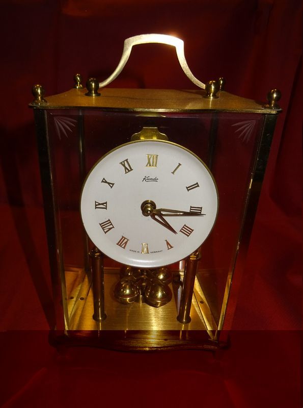 KUNDO PENDULE M�CANIQUE ANN�ES 50 ART D�CO CAGE VERRE LAITON 219 Sergines (89)