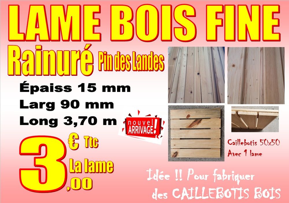 LAME BOIS FINE Rainur� - Id�e Fabrication Joli Caillebotis en bois � petit prix - DIY 3 Saint-Porquier (82)