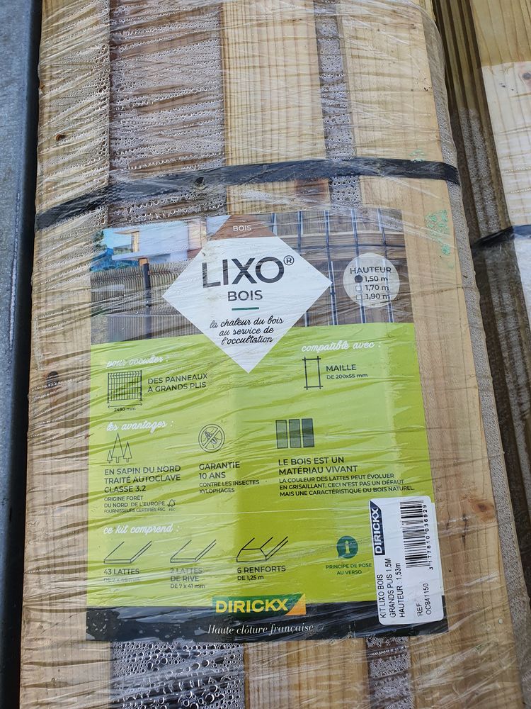 Lamelles Bois Neuves pour cl�ture rigide 1,50 m 0 Plou�r-sur-Rance (22)