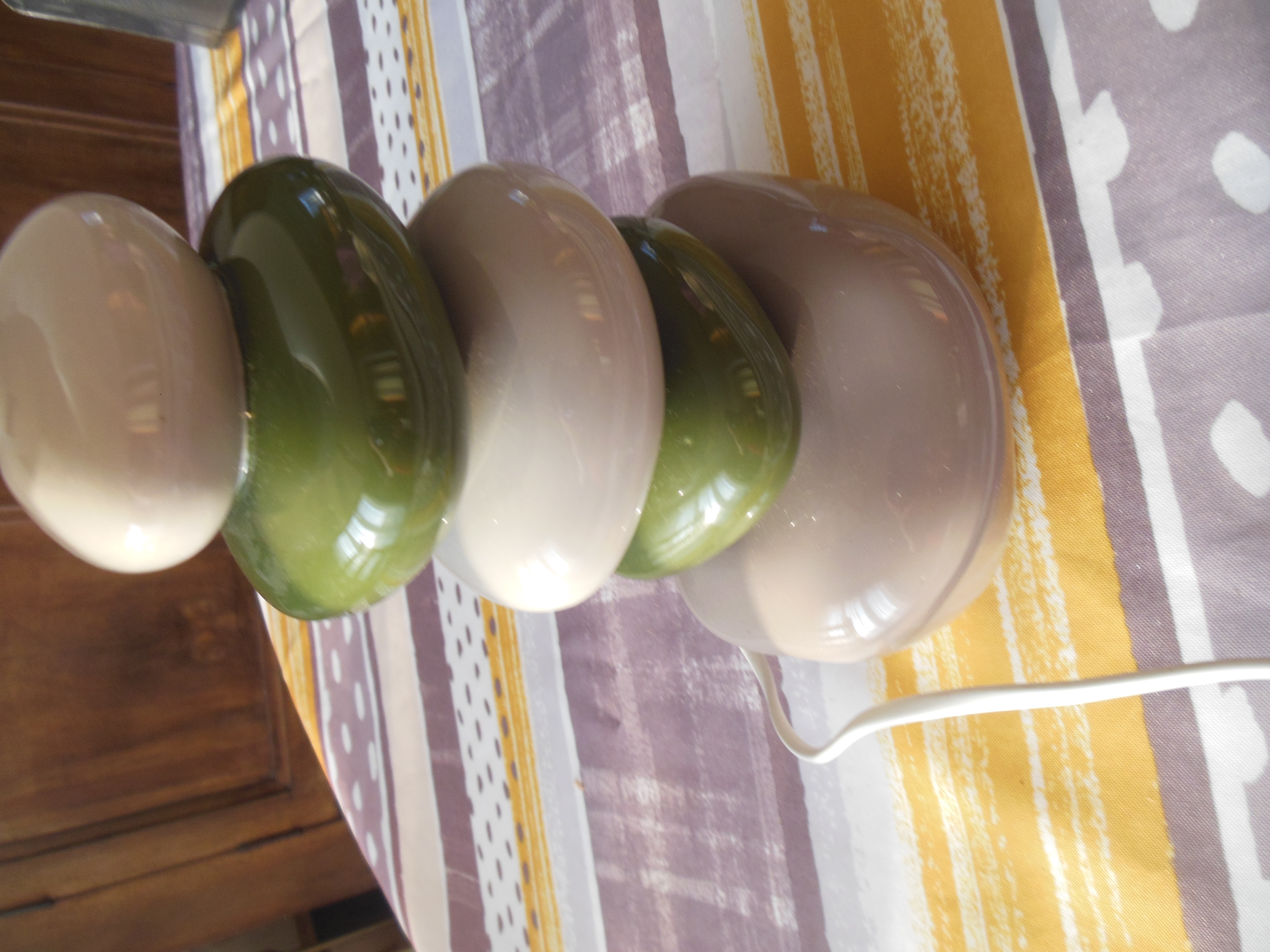 Lampe  abat-jour  blanc galets gris et vert 13 Vouzeron (18)